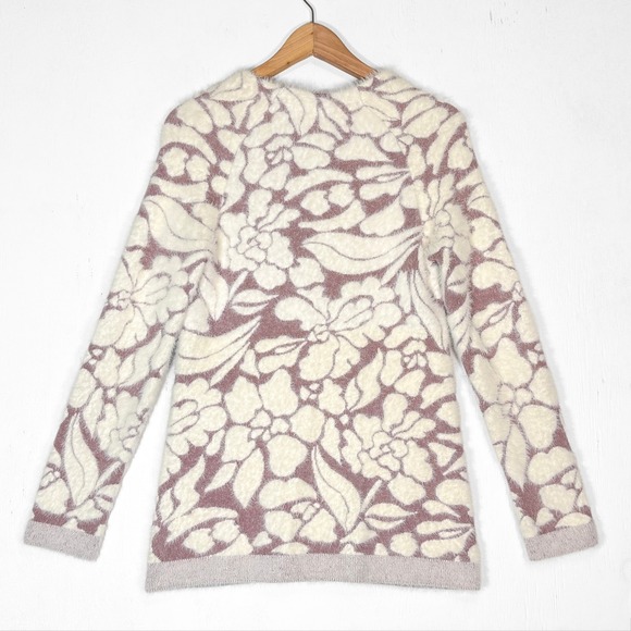 Anthropologie Meadow Rue Floral Eyelash Cardigan Sweater Womens XS Fuzzy Soft - Picture 3 of 10